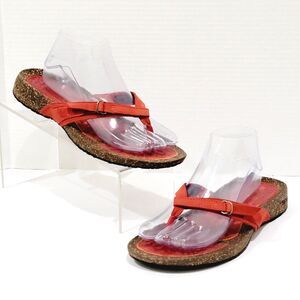 Teva Ventura Womens Flip Flops Size 9 Red Leather Cork Thong Toe Post Sandals
